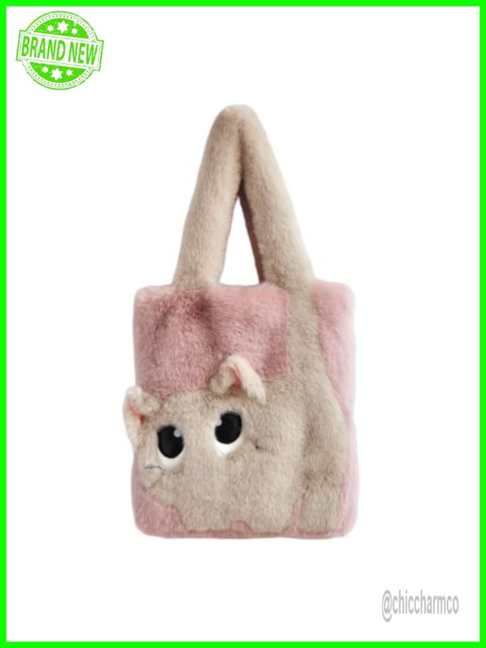 Plush Cat Tote Bag Fluffy Faux Fur Shoulder Handbag